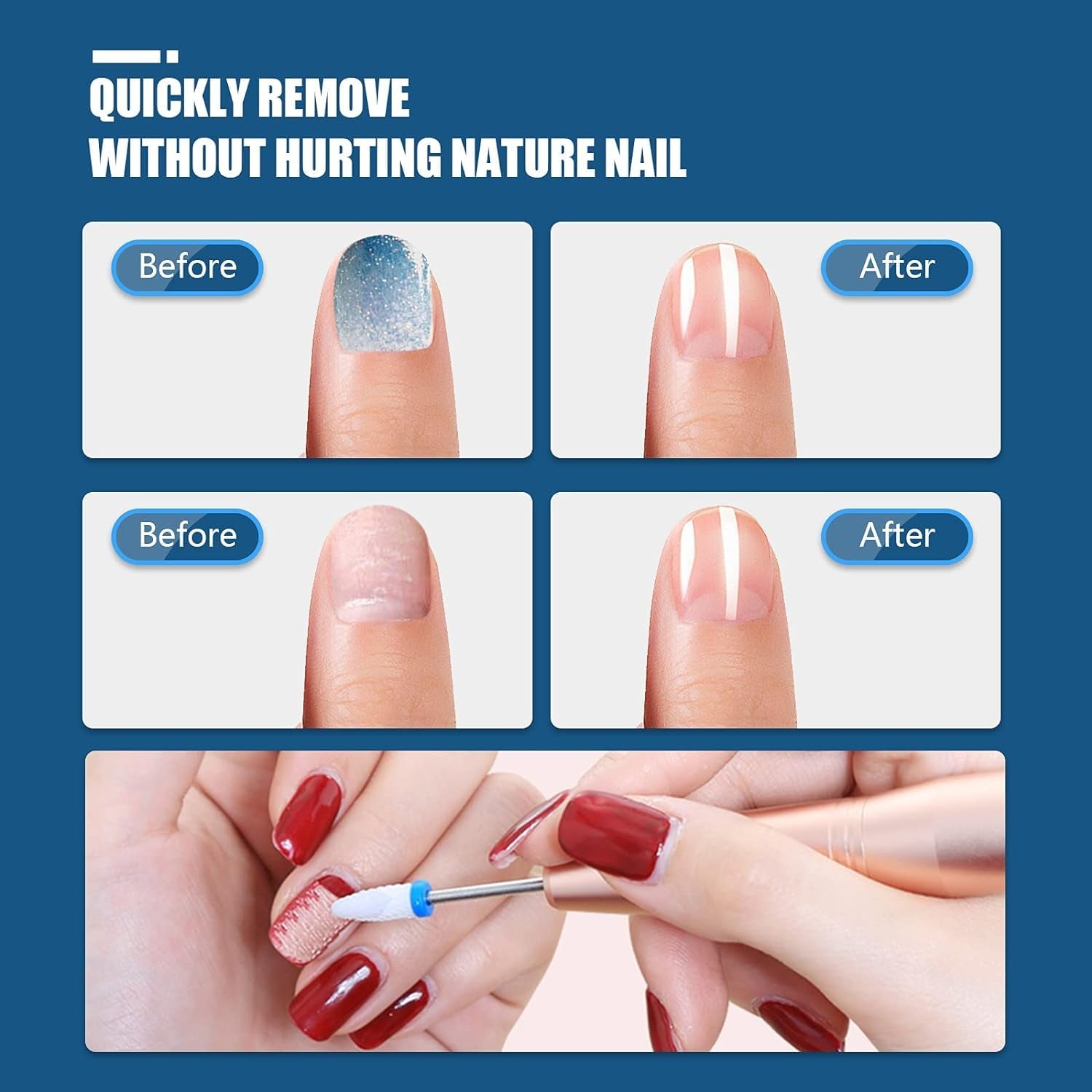 21Pcs Nail Drill Bits Sets, 3/32 Inch Cuticle Electric Nail File and Ceramic Acrylic Gel Nail Bit Kit, Acrylic Nail Art Tools, Carbide Remover Bits for Manicure Pedicure, Home Salon