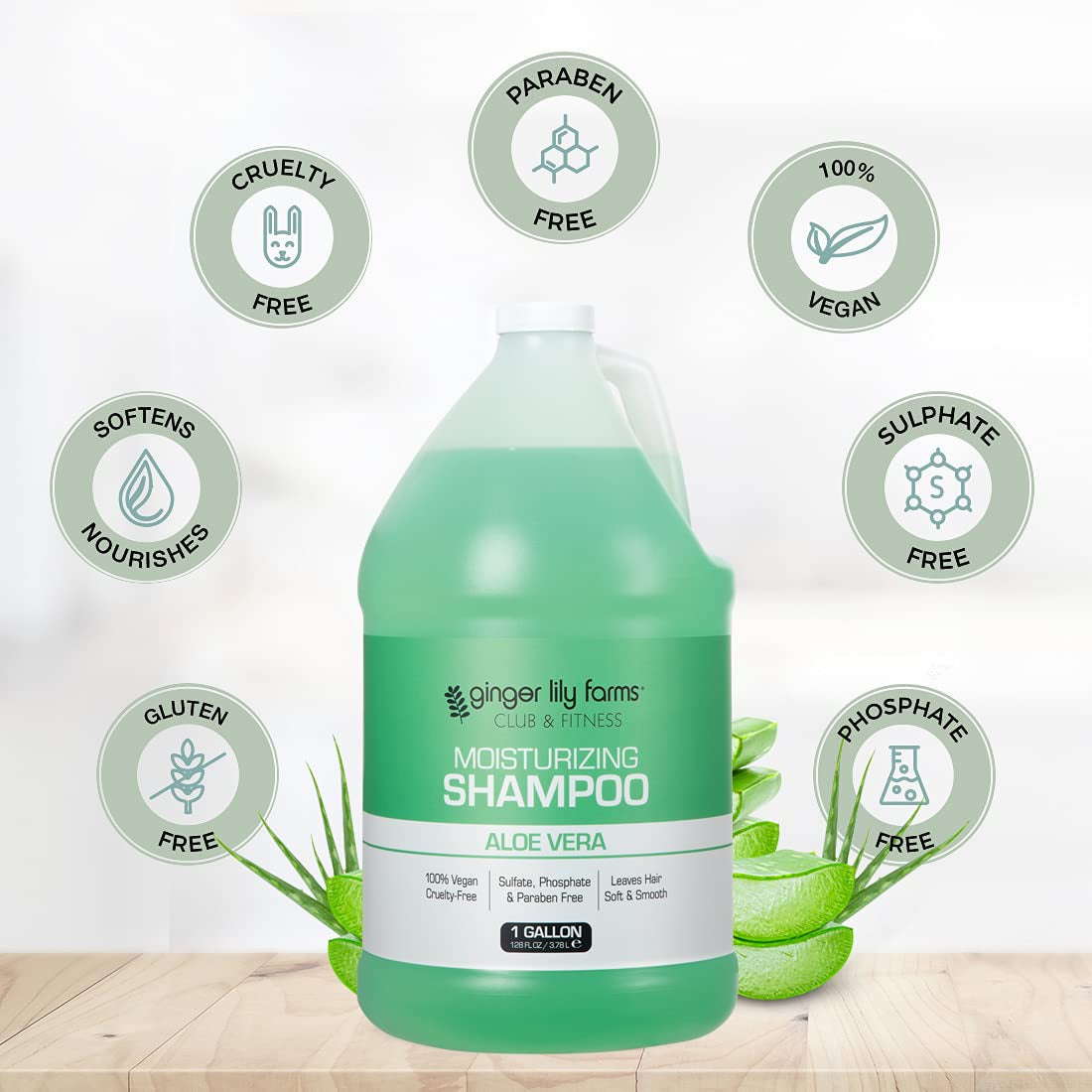 Club & Fitness Moisturizing Shampoo for All Hair Types, 100% Vegan & Cruelty-Free, Aloe Vera Scent, 1 Gallon (128 Fl Oz) Refill
