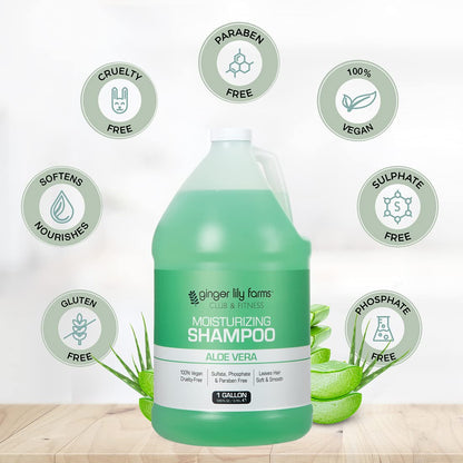 Club & Fitness Moisturizing Shampoo for All Hair Types, 100% Vegan & Cruelty-Free, Aloe Vera Scent, 1 Gallon (128 Fl Oz) Refill