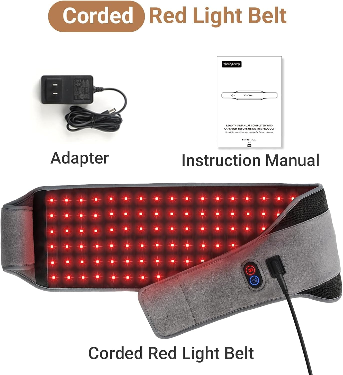 Red Light Therapy Belt with 126 Leds, Wearable Red Light Therapy for Body, 660Nm & 850Nm, Gifts for Her Women Mom, 22W Light Wrap with Timer for Joint Muscle(Corded)