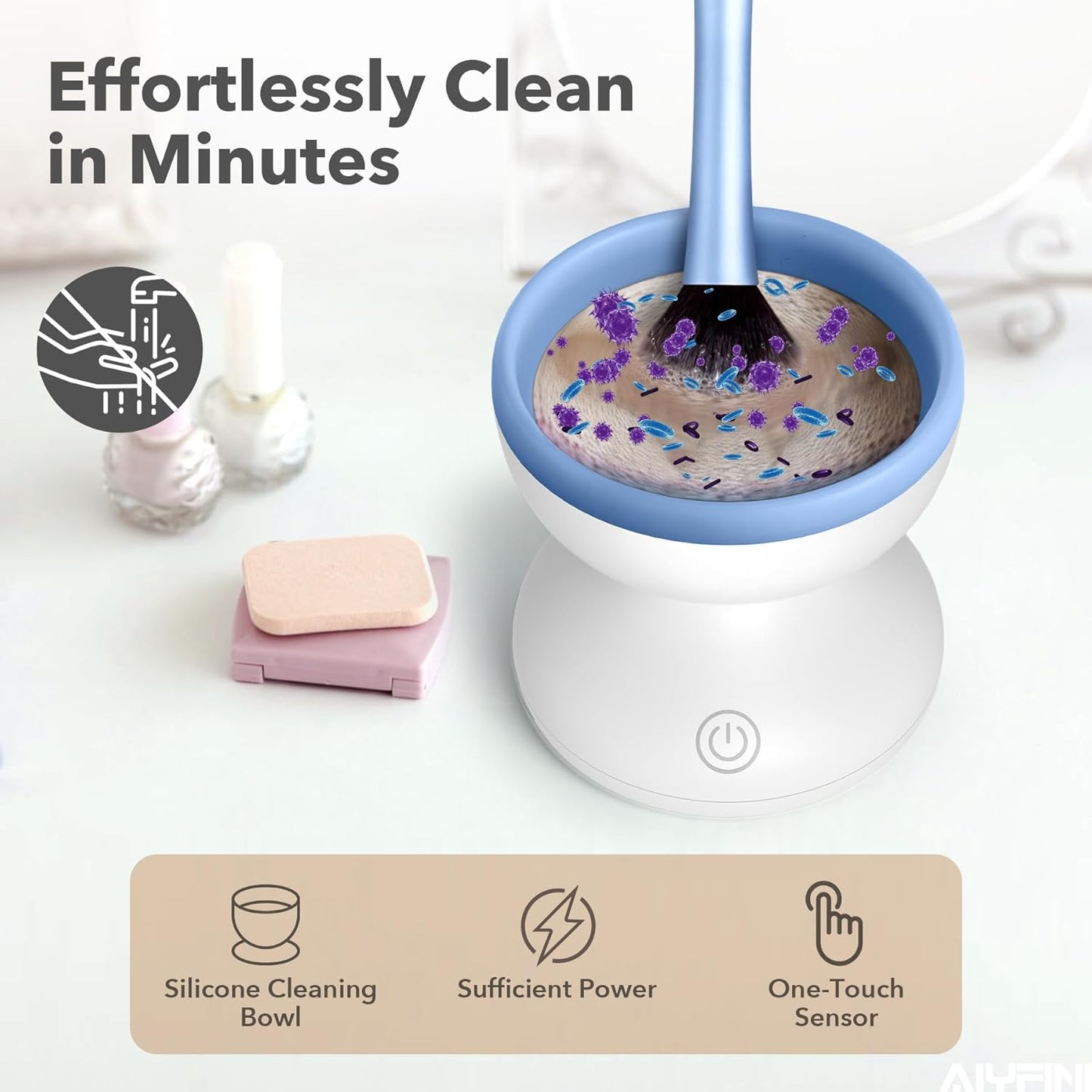 Makeup Brush Cleaner Machine - Electric Make up Brushes Cleaner Cleanser Professional Tool for Kabuki Foundation Liquid Powder Face Makeup Self Tanner Brush,Gifts for Women Stocking Stuffers